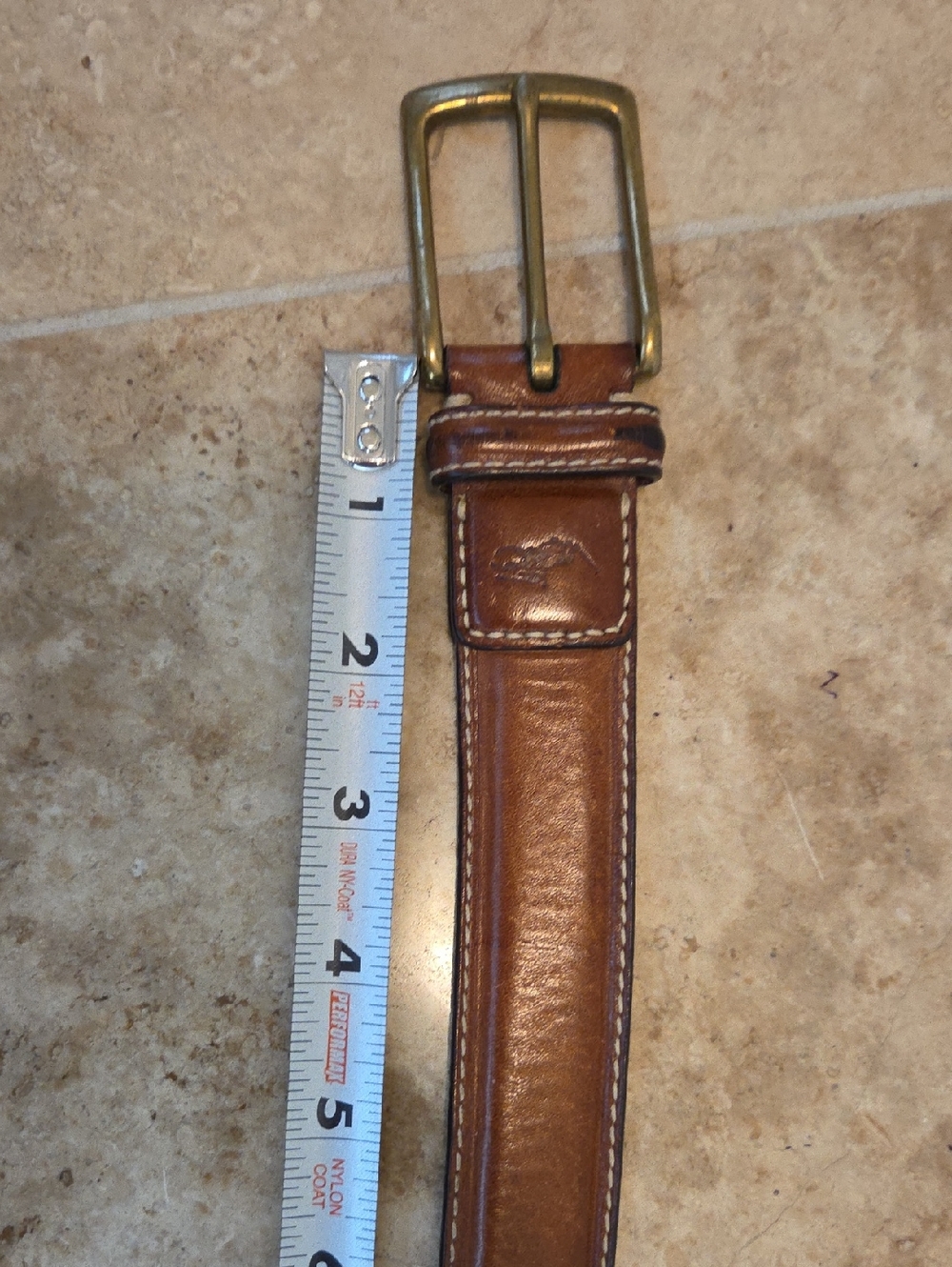MEN'S POLO RALPH LAUREN CLASSIC PONY BROWN LEATHER BELT SOLID BRASS BUCKLE - Picture 4 of 12